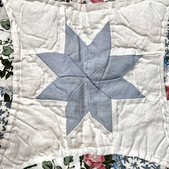 2 Standard Pillow Shams Double Wedding Ring  Patchwork Hand Stitched Country Far - Picture 10 of 11